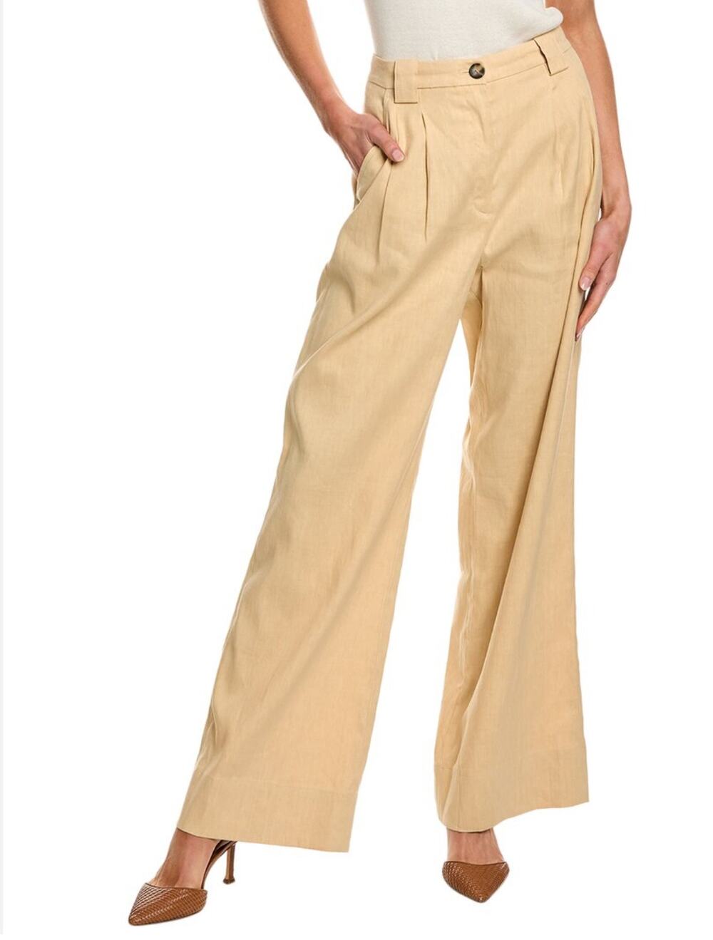 A.L.C. Tommy Linen Blend Wide Leg Pants Sand 10